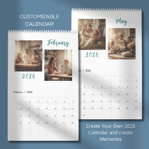 Elegante 2026 gezinsfotokalender kalender
