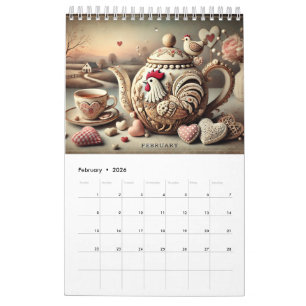 Elegante 2026 Mooie Kip Theepotten Kalender - Leuk