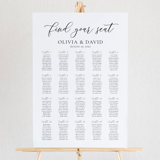 Elegante 20 tafels Vind uw zitplaatskaart Poster