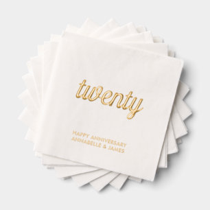 Elegante 20e bruiloft Jubileum Gold Foil servetten
