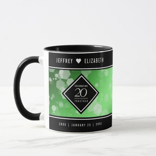 Élégante 20e Mug Mariage émeraude (Gauche)