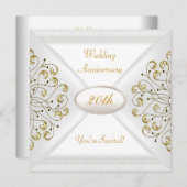 Elegante 20e trouwjubileum witgoud kaart (Voorkant / Achterkant)