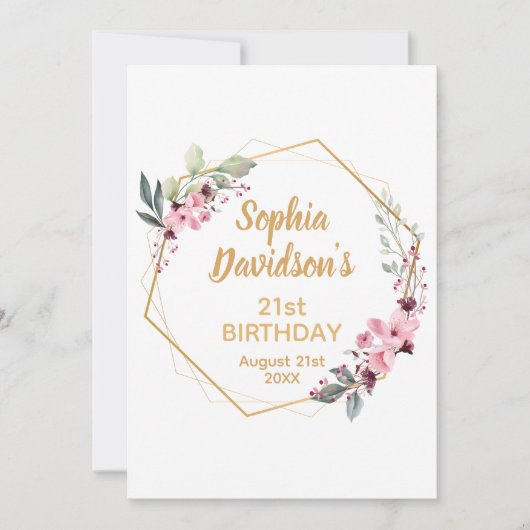 Élégante 21e anniversaire Invitations | Sakura & G (Devant)