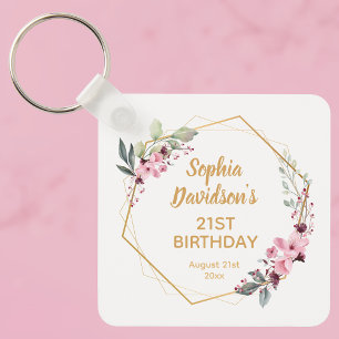Elegante 21e verjaardag party favor sleutelhanger
