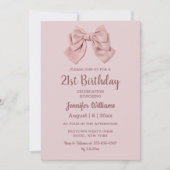 Elegante 21e verjaardag Pink Bow Minimalist Kaart (Voorkant)