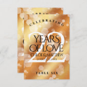 Élégante 22e carte de table du Mariage en cuivre (Devant / Derrière)