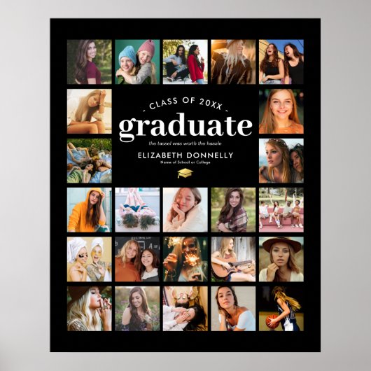Elegante 24 foto-collage afstudeerposter poster (Voorkant)