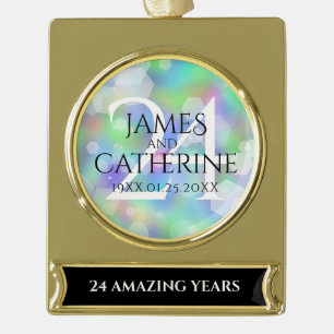 Elegante 24e Opaal Huwelijksjubileum Viering Verguld Banner Ornament