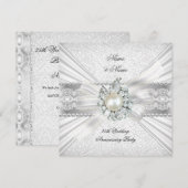 Elegante 25e Zilveren Huwelijksjubileum Feest Kant Kaart (Voorkant / Achterkant)