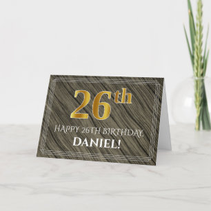 Elegante 26e verjaardag: Faux Wood, Faux Gold Look Kaart