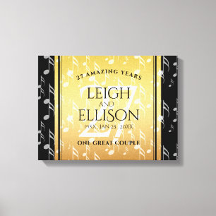 Elegante 27e muziek bruiloft jubileumviering canvas afdruk