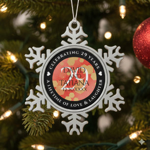 Elegante 29e granaatrode trouwdag tin sneeuwvlok ornament