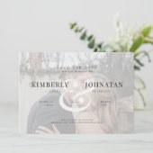 Elegante 2 aangepaste foto's overlay moderne trouw save the date (Staand voorkant)