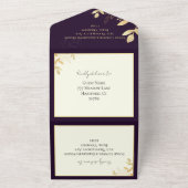 Elegante 2 bruiden Dark Plum LGBTQ Pride Bruiloft All In One Uitnodiging (Buitenkant)