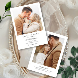 Elegante 2 Foto Klassieke Formele Trouwdag Save The Date