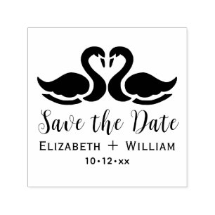Elegante 2 zwanen silhouet bruiloft Save the Date Zelfinktende Stempel