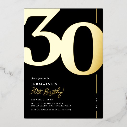 Élégante 30e anniversaire Foil Invitation (Recto)