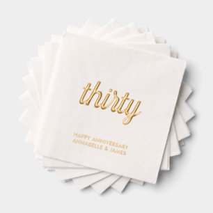 Elegante 30e bruiloft Jubileum Gold Foil servetten
