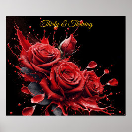 Elegante 30e verjaardag - Rozen in bloei Poster