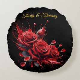 Elegante 30e verjaardag - Rozen in bloei Rond Kussen