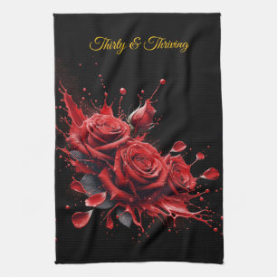 Elegante 30e verjaardag - Rozen in bloei Theedoek