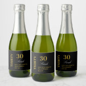 Elegante 30e verjaardag Zwart en Goud Dank u Sparkling Wijnetiket (Flessen)