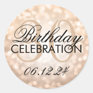 Elegante 30e Verjaardagspartij Koper Glitter Light Ronde Sticker