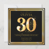 Elégante 30ème Gold Black Anniversaire Invitation (Devant)