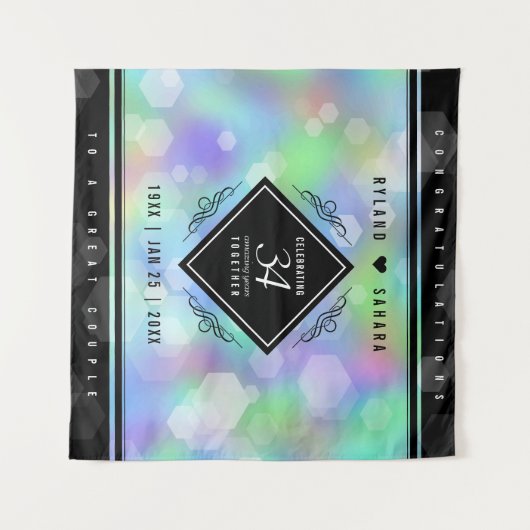 Elegante 34e Opal Huwelijksjubileumviering Wandkleed (Voorkant (horizontaal))