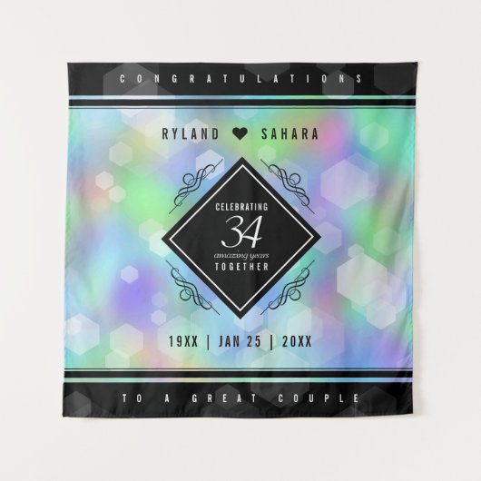 Elegante 34e Opal Huwelijksjubileumviering Wandkleed (Voorkant)