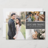 Elegante 3 foto collage bruiloft dank u bedankkaart (Voorkant)