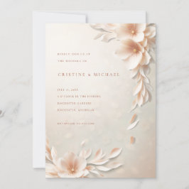 Elegante 3d bloemenbruiloft kaart