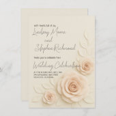 Elegante 3D Blush Roos bruiloft uitnodiging Romant (Voorkant / Achterkant)