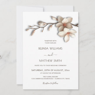Elegante 3D Magnolia Bloem Bruiloft Kaart