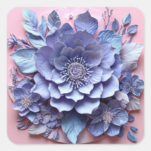 Elegante 3D papieren bloemschikking in pasteltinte Vierkante Sticker