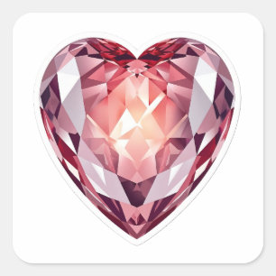 Elegante 3D Roze Diamant Hart Kristal Edelsteen St Vierkante Sticker