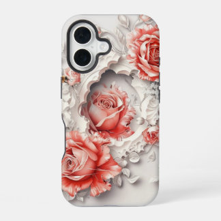 Elegante 3D Rozen, Bijen & Botanische Schoonheid iPhone 16 Hoesje