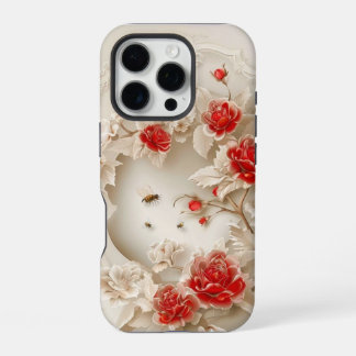 Elegante 3D Rozen, Bijen & Botanische Schoonheid iPhone 16 Pro Hoesje