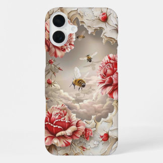 Elegante 3D Rozen, Bijen & Botanische Schoonheid iPhone 16 Plus Hoesje