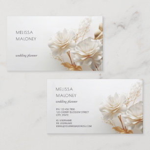 Elegante 3D witte gouden rozen Visitekaartje