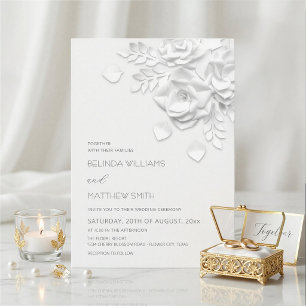 Elegante 3D witte papieren bloemen bloem bruiloft Kaart