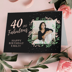 Elegante 40 en Fabulous Flower 40e verjaardagsfoto Kaart