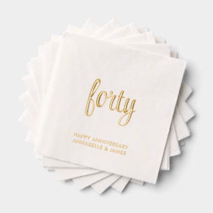Elegante 40e bruiloft Jubileum Gold Foil servetten