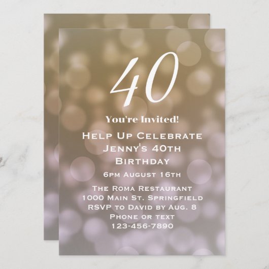 Elégante 40e Invitation pour elle (Devant / Derrière)