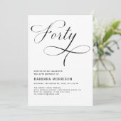 Elegante 40e script minimalistische verjaardag kaart (Staand voorkant)