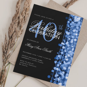 Elegante 40e verjaardag Glam Sparkles Navy Blue Kaart