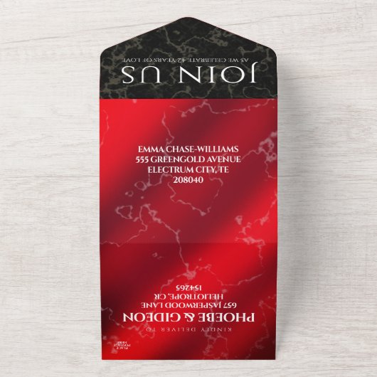 Elegante 42e Jaspis Huwelijksverjaardag All In One Uitnodiging (Buitenkant)