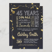 Elégante 45e anniversaire Invitation Parties scint (Devant / Derrière)