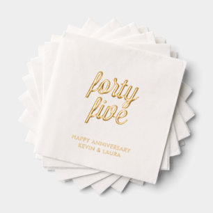 Elegante 45e bruiloft Jubileum Gold Foil servetten