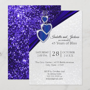Elegante 45e of 65e Saffier Glitter Jubileum Kaart